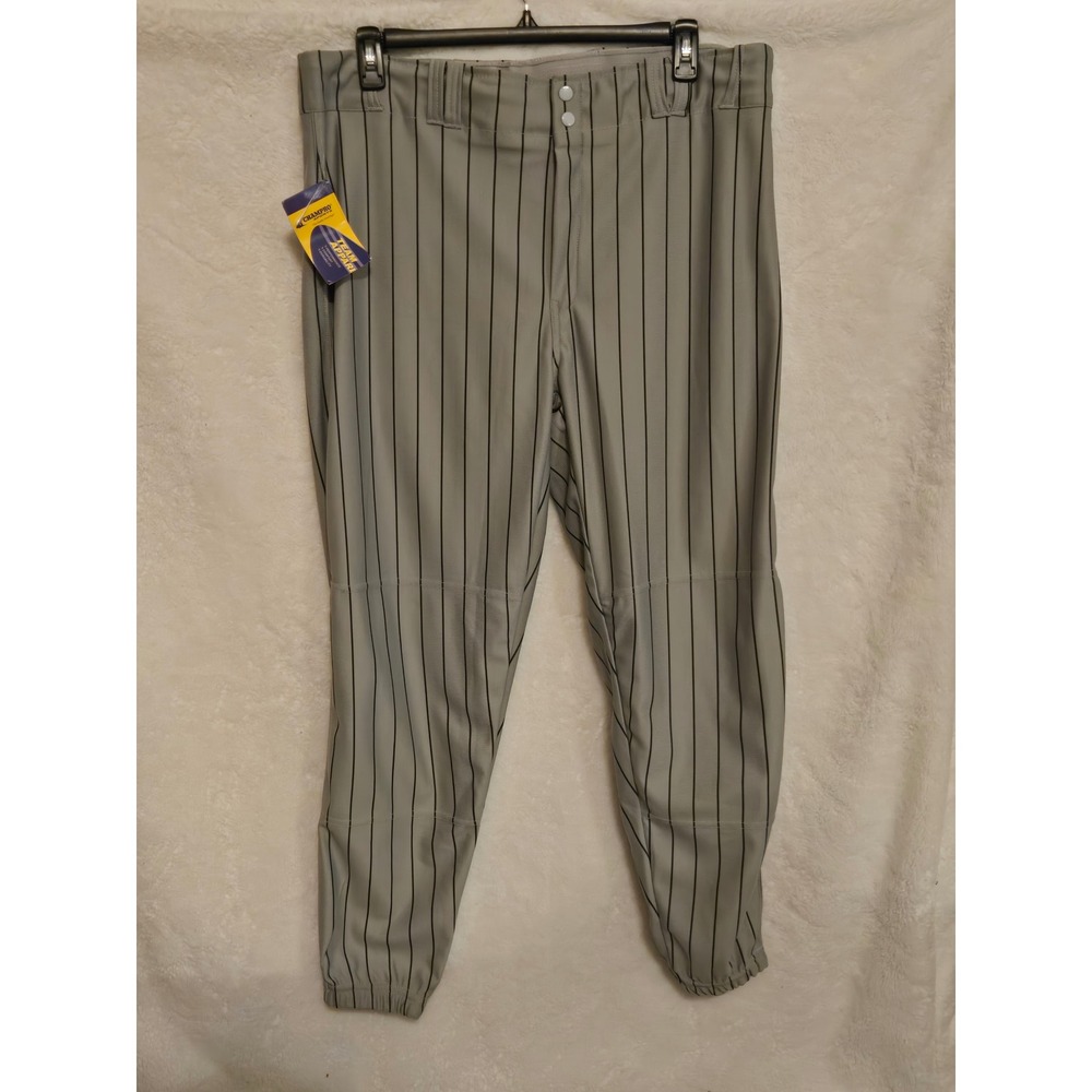 Champro Sports Mens 2XL Gray Black‎ Pinstripe Baseball Pants BP6A New